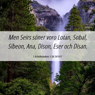 Picture 06 - 1 Krönikeboken 1:38 SV1917 - Men Seirs söner voro Lotan, Sobal, Sibeon, Ana, - Bible Verse Picture