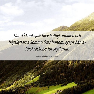 Picture 06 - 1 Krönikeboken 10:3 SV1917 - När då Saul själv blev häftigt anfallen och - Bible Verse Picture