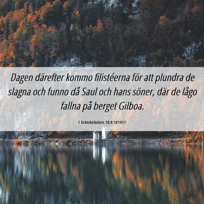 Picture 06 - 1 Krönikeboken 10:8 SV1917 - Dagen därefter kommo filistéerna för att - Bible Verse Picture