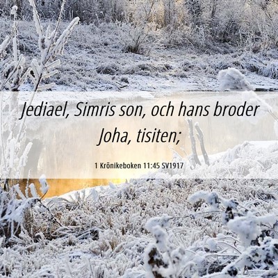 Picture 06 - 1 Krönikeboken 11:45 SV1917 - Jediael, Simris son, och hans broder Joha, - Bible Verse Picture