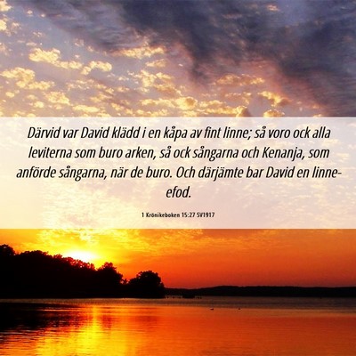 Picture 06 - 1 Krönikeboken 15:27 SV1917 - Därvid var David klädd i en kåpa av fint - Bible Verse Picture