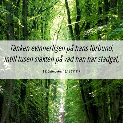 Picture 06 - 1 Krönikeboken 16:15 SV1917 - Tänken evinnerligen på hans förbund, intill - Bible Verse Picture