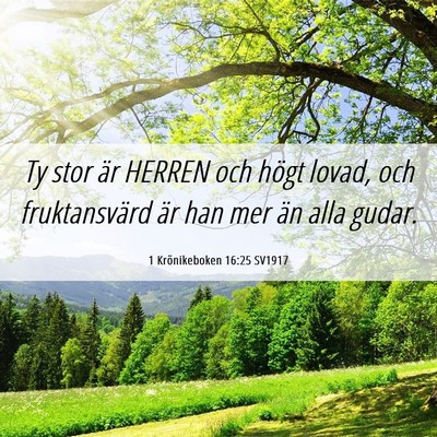 Picture 06 - 1 Krönikeboken 16:25 SV1917 - Ty stor är HERREN och högt lovad, och - Bible Verse Picture