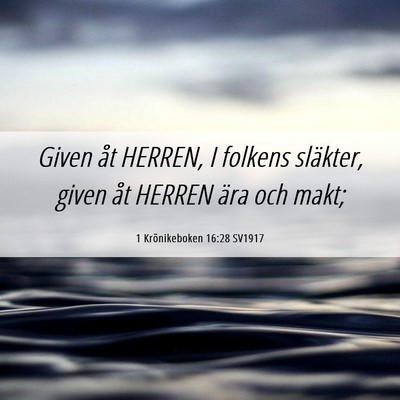 Picture 06 - 1 Krönikeboken 16:28 SV1917 - Given åt HERREN, I folkens släkter, given åt - Bible Verse Picture