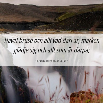 Picture 06 - 1 Krönikeboken 16:32 SV1917 - Havet bruse och allt vad däri är, marken - Bible Verse Picture