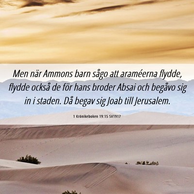 Picture 06 - 1 Krönikeboken 19:15 SV1917 - Men när Ammons barn sågo att araméerna flydde, - Bible Verse Picture