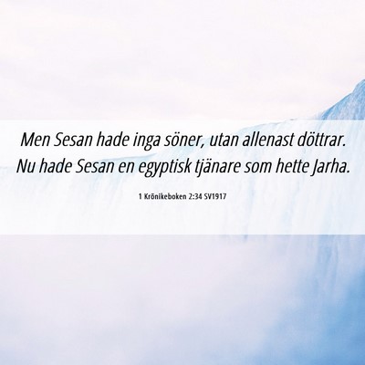 Picture 06 - 1 Krönikeboken 2:34 SV1917 - Men Sesan hade inga söner, utan allenast - Bible Verse Picture
