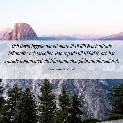 Picture 06 - 1 Krönikeboken 21:26 SV1917 - Och David byggde där ett altare åt HERREN och - Bible Verse Picture