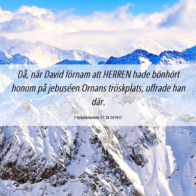 Picture 06 - 1 Krönikeboken 21:28 SV1917 - Då, när David förnam att HERREN hade bönhört - Bible Verse Picture