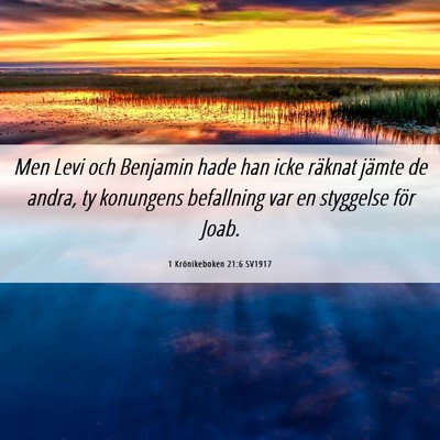 Picture 06 - 1 Krönikeboken 21:6 SV1917 - Men Levi och Benjamin hade han icke räknat - Bible Verse Picture