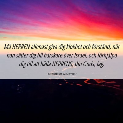 Picture 06 - 1 Krönikeboken 22:12 SV1917 - Må HERREN allenast giva dig klokhet och - Bible Verse Picture