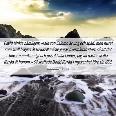 Picture 06 - 1 Krönikeboken 22:5 SV1917 - David tänkte nämligen: »Min son Salomo är ung - Bible Verse Picture