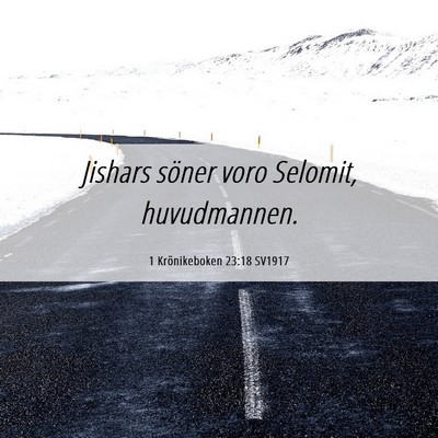 Picture 06 - 1 Krönikeboken 23:18 SV1917 - Jishars söner voro Selomit, - Bible Verse Picture