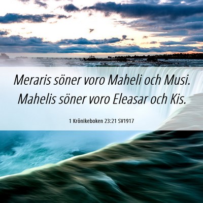 Picture 06 - 1 Krönikeboken 23:21 SV1917 - Meraris söner voro Maheli och Musi. Mahelis - Bible Verse Picture