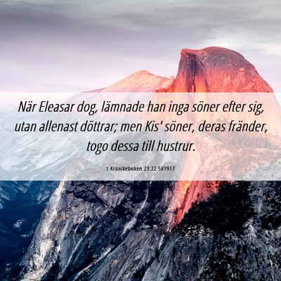 Picture 06 - 1 Krönikeboken 23:22 SV1917 - När Eleasar dog, lämnade han inga söner efter - Bible Verse Picture