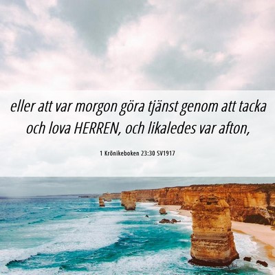 Picture 06 - 1 Krönikeboken 23:30 SV1917 - eller att var morgon göra tjänst genom att - Bible Verse Picture