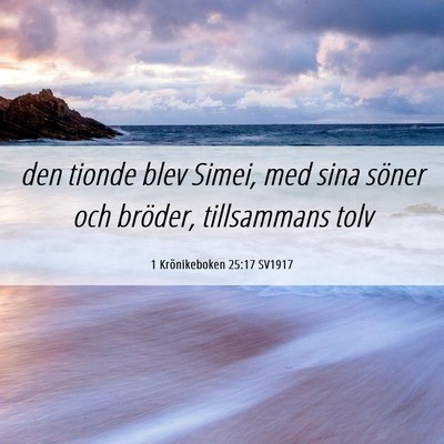 Picture 06 - 1 Krönikeboken 25:17 SV1917 - den tionde blev Simei, med sina söner och - Bible Verse Picture
