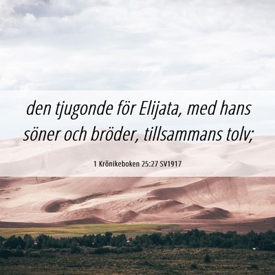 Picture 06 - 1 Krönikeboken 25:27 SV1917 - den tjugonde för Elijata, med hans söner och - Bible Verse Picture