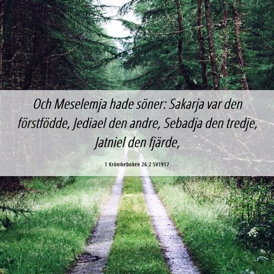 Picture 06 - 1 Krönikeboken 26:2 SV1917 - Och Meselemja hade söner: Sakarja var den - Bible Verse Picture