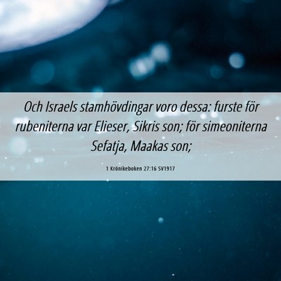 Picture 06 - 1 Krönikeboken 27:16 SV1917 - Och Israels stamhövdingar voro dessa: furste - Bible Verse Picture