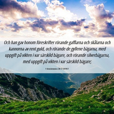 Picture 06 - 1 Krönikeboken 28:17 SV1917 - Och han gav honom föreskrifter rörande - Bible Verse Picture