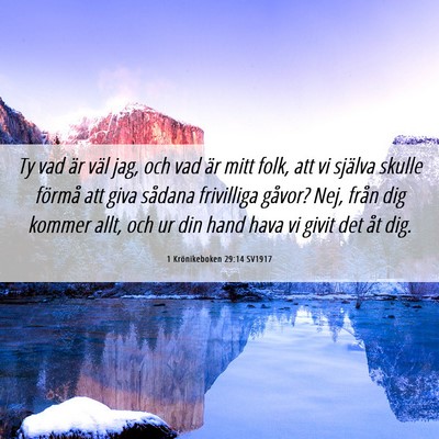 Picture 06 - 1 Krönikeboken 29:14 SV1917 - Ty vad är väl jag, och vad är mitt folk, att - Bible Verse Picture