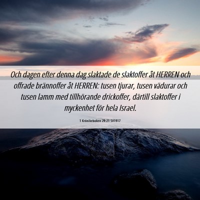 Picture 06 - 1 Krönikeboken 29:21 SV1917 - Och dagen efter denna dag slaktade de slaktoffer - Bible Verse Picture