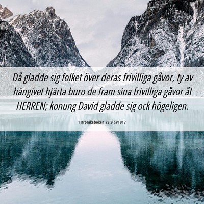Picture 06 - 1 Krönikeboken 29:9 SV1917 - Då gladde sig folket över deras frivilliga - Bible Verse Picture