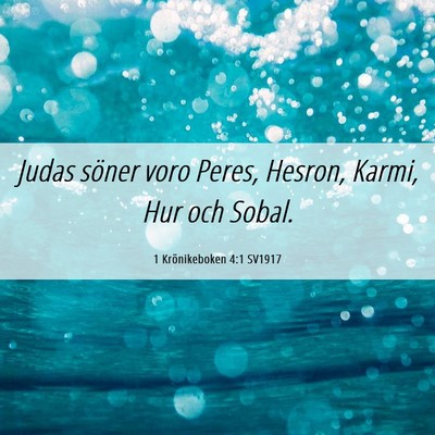 Picture 06 - 1 Krönikeboken 4:1 SV1917 - Judas söner voro Peres, Hesron, Karmi, Hur och - Bible Verse Picture