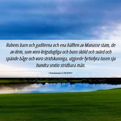 Picture 06 - 1 Krönikeboken 5:18 SV1917 - Rubens barn och gaditerna och ena hälften av - Bible Verse Picture