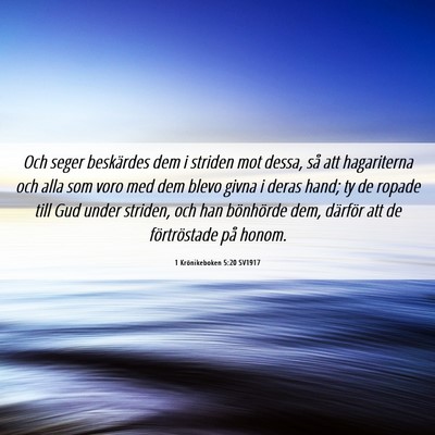 Picture 06 - 1 Krönikeboken 5:20 SV1917 - Och seger beskärdes dem i striden mot dessa, så - Bible Verse Picture
