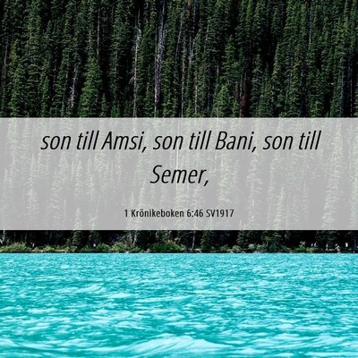 Picture 06 - 1 Krönikeboken 6:46 SV1917 - son till Amsi, son till Bani, son till - Bible Verse Picture