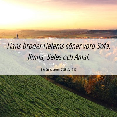 Picture 06 - 1 Krönikeboken 7:35 SV1917 - Hans broder Helems söner voro Sofa, Jimna, Seles - Bible Verse Picture