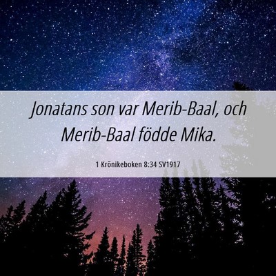 Picture 06 - 1 Krönikeboken 8:34 SV1917 - Jonatans son var Merib-Baal, och Merib-Baal - Bible Verse Picture