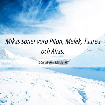 Picture 06 - 1 Krönikeboken 8:35 SV1917 - Mikas söner voro Piton, Melek, Taarea och - Bible Verse Picture