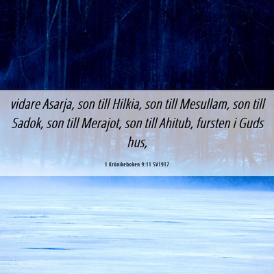 Picture 06 - 1 Krönikeboken 9:11 SV1917 - vidare Asarja, son till Hilkia, son till - Bible Verse Picture