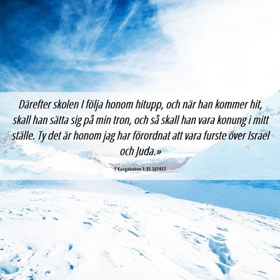 Picture 06 - 1 Kungaboken 1:35 SV1917 - Därefter skolen I följa honom hitupp, och när - Bible Verse Picture