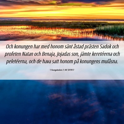 Picture 06 - 1 Kungaboken 1:44 SV1917 - Och konungen har med honom sänt åstad prästen - Bible Verse Picture