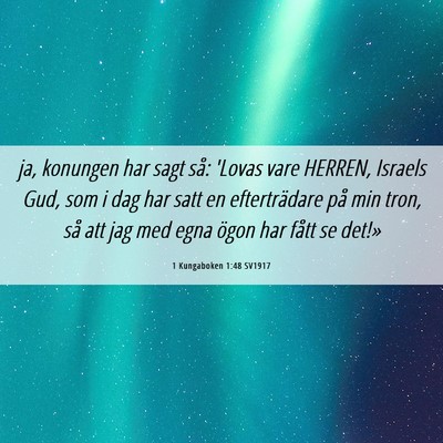 Picture 06 - 1 Kungaboken 1:48 SV1917 - ja, konungen har sagt så: 'Lovas vare HERREN, - Bible Verse Picture