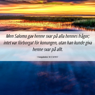 Picture 06 - 1 Kungaboken 10:3 SV1917 - Men Salomo gav henne svar på alla hennes - Bible Verse Picture