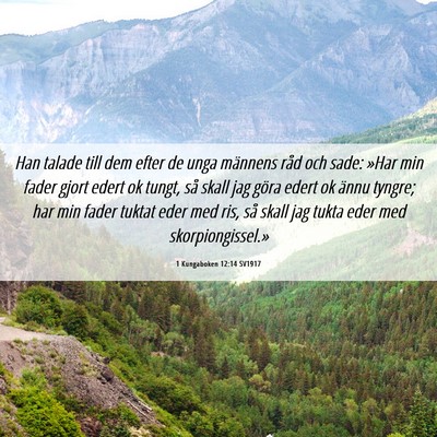 Picture 06 - 1 Kungaboken 12:14 SV1917 - Han talade till dem efter de unga männens råd - Bible Verse Picture