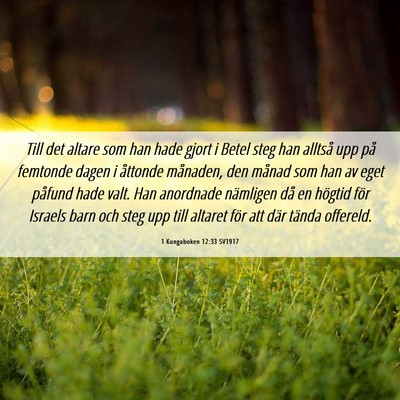 Picture 06 - 1 Kungaboken 12:33 SV1917 - Till det altare som han hade gjort i Betel steg - Bible Verse Picture