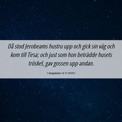 Picture 06 - 1 Kungaboken 14:17 SV1917 - Då stod Jerobeams hustru upp och gick sin väg - Bible Verse Picture