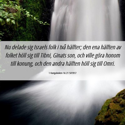 Picture 06 - 1 Kungaboken 16:21 SV1917 - Nu delade sig Israels folk i två hälfter; den - Bible Verse Picture
