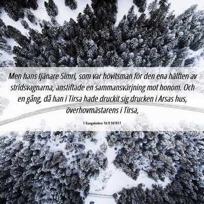 Picture 06 - 1 Kungaboken 16:9 SV1917 - Men hans tjänare Simri, som var hövitsman för - Bible Verse Picture