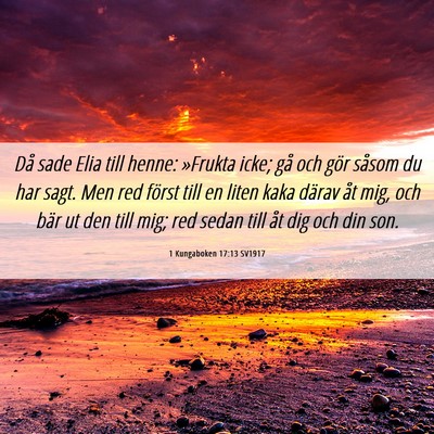 Picture 06 - 1 Kungaboken 17:13 SV1917 - Då sade Elia till henne: »Frukta icke; gå och - Bible Verse Picture