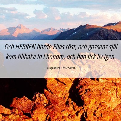 Picture 06 - 1 Kungaboken 17:22 SV1917 - Och HERREN hörde Elias röst, och gossens själ - Bible Verse Picture