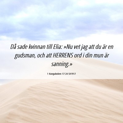 Picture 06 - 1 Kungaboken 17:24 SV1917 - Då sade kvinnan till Elia: »Nu vet jag att du - Bible Verse Picture