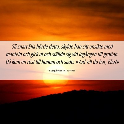 Picture 06 - 1 Kungaboken 19:13 SV1917 - Så snart Elia hörde detta, skylde han sitt - Bible Verse Picture