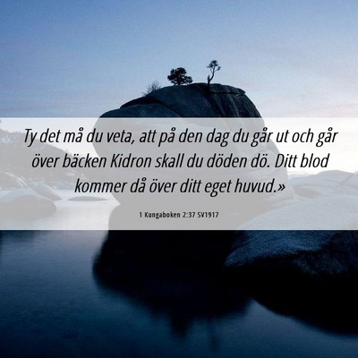 Picture 06 - 1 Kungaboken 2:37 SV1917 - Ty det må du veta, att på den dag du går ut - Bible Verse Picture